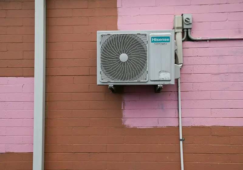 Air conditioner outside a house